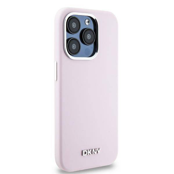 ETUI DO IPHONE 14 PRO DKNY LIQUID SILICONE SMALL METAL LOGO MAGSAFE RÓŻOWE