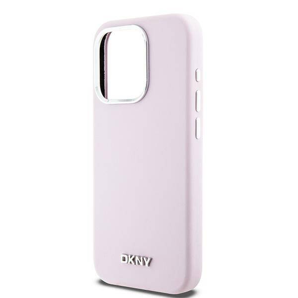 ETUI DO IPHONE 14 PRO DKNY LIQUID SILICONE SMALL METAL LOGO MAGSAFE RÓŻOWE