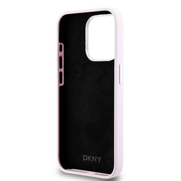 ETUI DO IPHONE 14 PRO DKNY LIQUID SILICONE SMALL METAL LOGO MAGSAFE RÓŻOWE