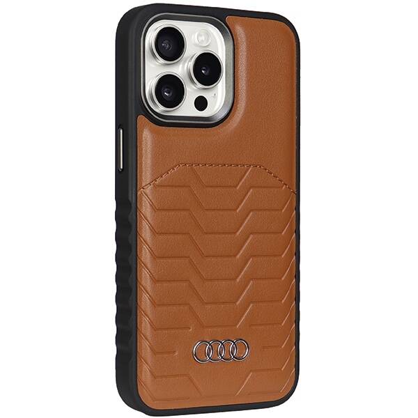 ETUI DO IPHONE 14 PRO MAX 6.7" AUDI SYNTHETIC LEATHER MAGSAFE BRĄZOWE 