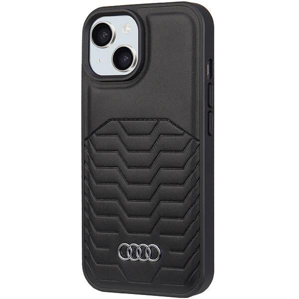 ETUI DO IPHONE 15 / 14 / 13 6.1" AUDI SYNTHETIC LEATHER MAGSAFE CZARNE 