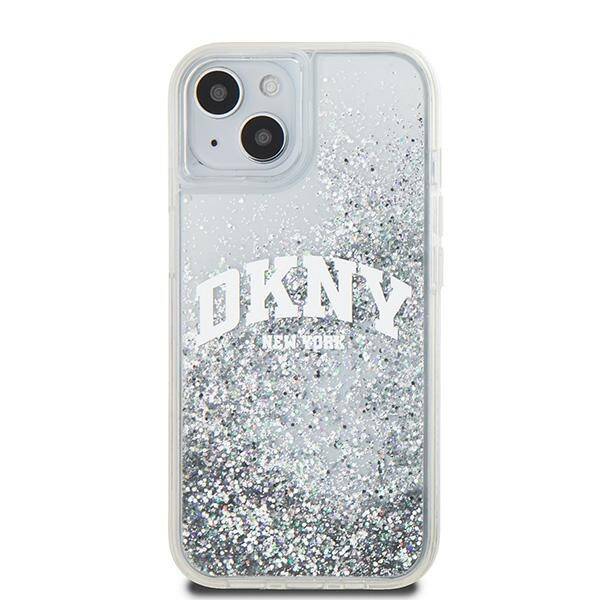 ETUI DO IPHONE 15 / 14 / 13 6.1" DKNY LIQUID GLITTER BIG LOGO BIAŁE