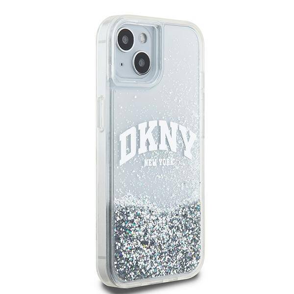 ETUI DO IPHONE 15 / 14 / 13 6.1" DKNY LIQUID GLITTER BIG LOGO BIAŁE