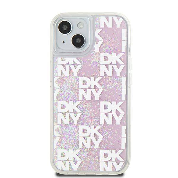 ETUI DO IPHONE 15 / 14 / 13 6.1" DKNY LIQUID GLITTER MULTILOGO RÓŻOWE