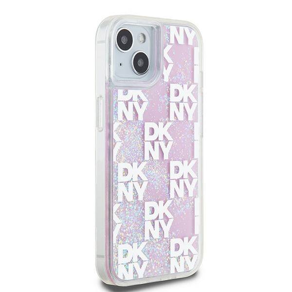 ETUI DO IPHONE 15 / 14 / 13 6.1" DKNY LIQUID GLITTER MULTILOGO RÓŻOWE