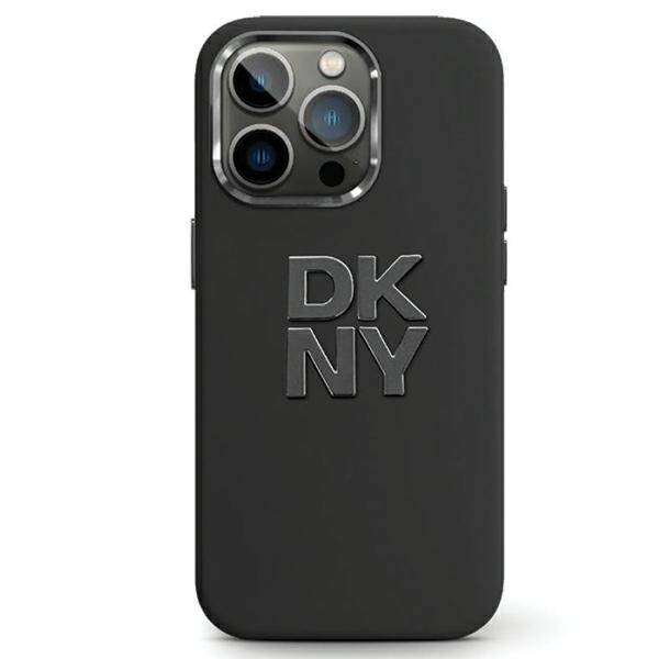 ETUI DO IPHONE 15 / 14 / 13 6.1" DKNY LIQUID SILICONE METAL LOGO CZARNE