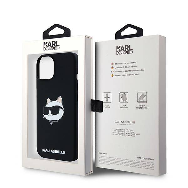 ETUI DO IPHONE 15 / 14 / 13 KARL LAGERFELD CHOUPETTE HEAD MAGSAFE CZARNE