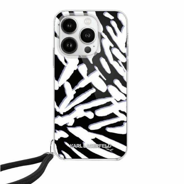 ETUI DO IPHONE 15 / 14 / 13 KARL LAGERFELD IML ZEBRA PATTERN & CORD