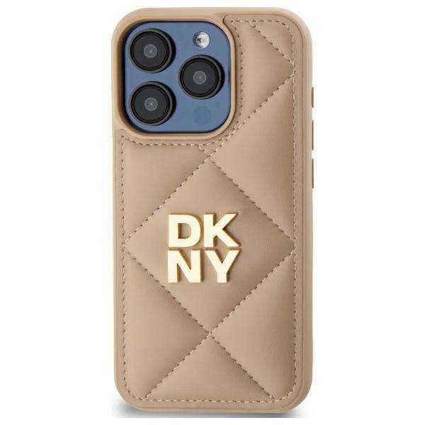 ETUI DO IPHONE 15 6.1" DKNY QUILTED STACK LOGO BEŻOWE