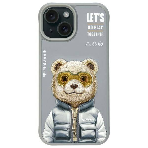 ETUI DO IPHONE 15 6.1" NIMMY COOL&CUTE 2.0 BEAR SZARE