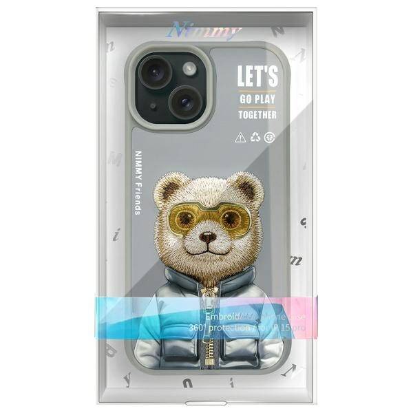 ETUI DO IPHONE 15 6.1" NIMMY COOL&CUTE 2.0 BEAR SZARE