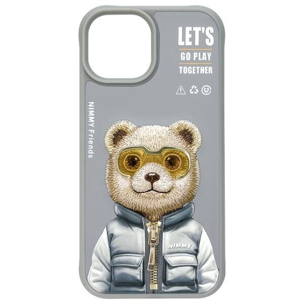 ETUI DO IPHONE 15 6.1" NIMMY COOL&CUTE 2.0 BEAR SZARE