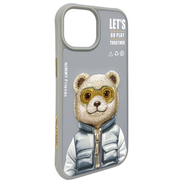 ETUI DO IPHONE 15 6.1" NIMMY COOL&CUTE 2.0 BEAR SZARE