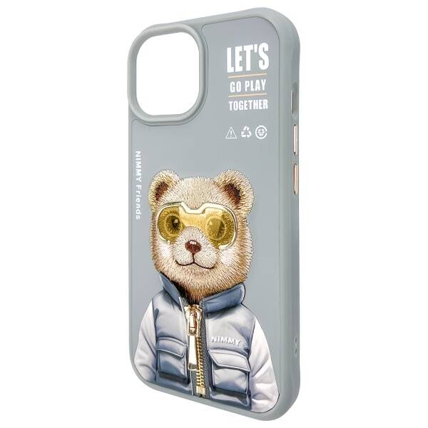 ETUI DO IPHONE 15 6.1" NIMMY COOL&CUTE 2.0 BEAR SZARE