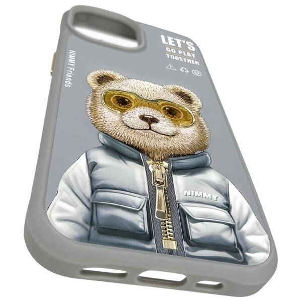 ETUI DO IPHONE 15 6.1" NIMMY COOL&CUTE 2.0 BEAR SZARE