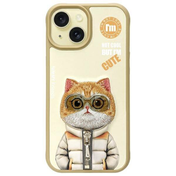 ETUI DO IPHONE 15 6.1" NIMMY COOL&CUTE 2.0 CAT KHAKI