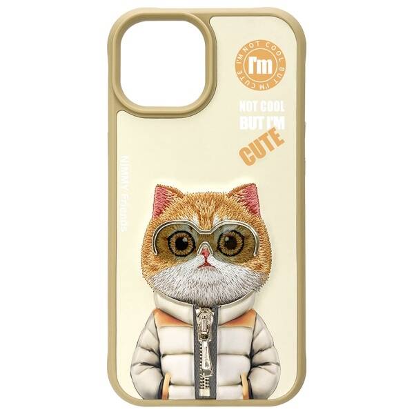 ETUI DO IPHONE 15 6.1" NIMMY COOL&CUTE 2.0 CAT KHAKI