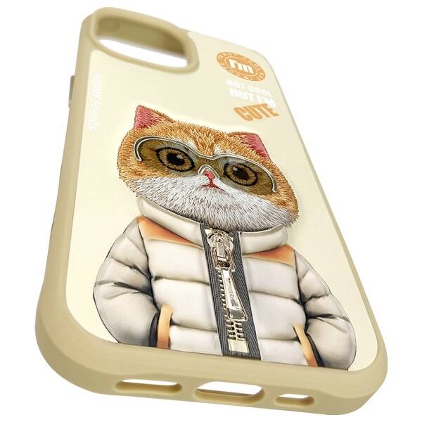 ETUI DO IPHONE 15 6.1" NIMMY COOL&CUTE 2.0 CAT KHAKI