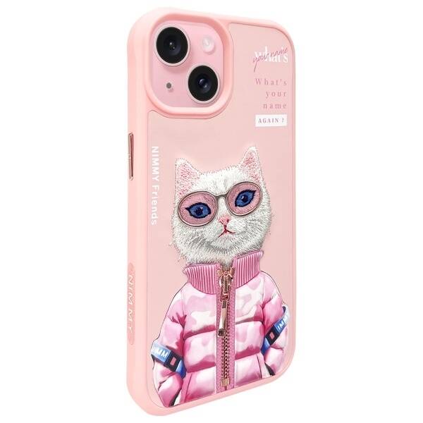 ETUI DO IPHONE 15 6.1" NIMMY COOL&CUTE 2.0 CAT RÓŻOWE