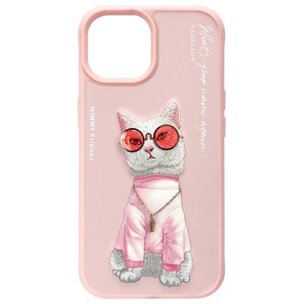 ETUI DO IPHONE 15 6.1" NIMMY GLASSES COOL CAT RÓŻOWE