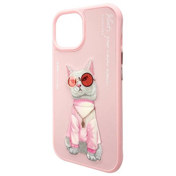 ETUI DO IPHONE 15 6.1" NIMMY GLASSES COOL CAT RÓŻOWE