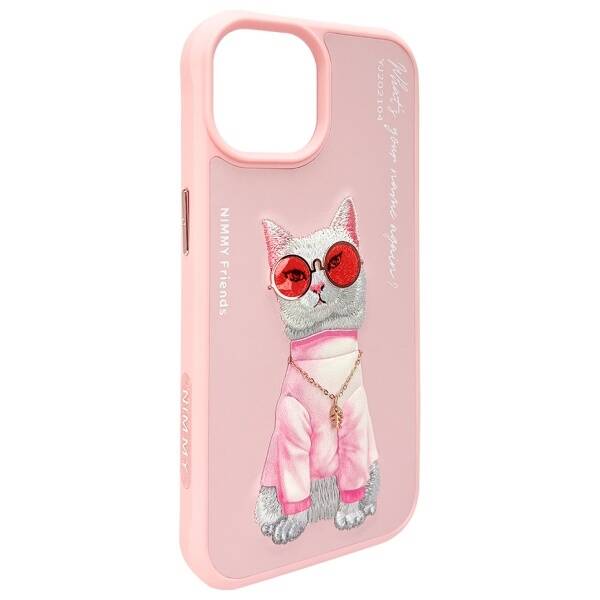 ETUI DO IPHONE 15 6.1" NIMMY GLASSES COOL CAT RÓŻOWE