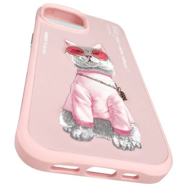 ETUI DO IPHONE 15 6.1" NIMMY GLASSES COOL CAT RÓŻOWE