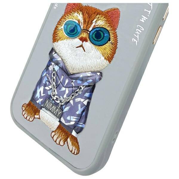 ETUI DO IPHONE 15 6.1" NIMMY GLASSES COOL CAT SZARE