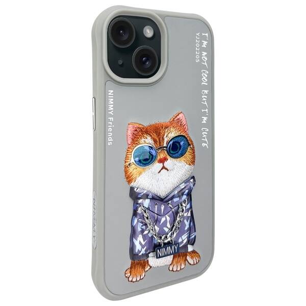 ETUI DO IPHONE 15 6.1" NIMMY GLASSES COOL CAT SZARE