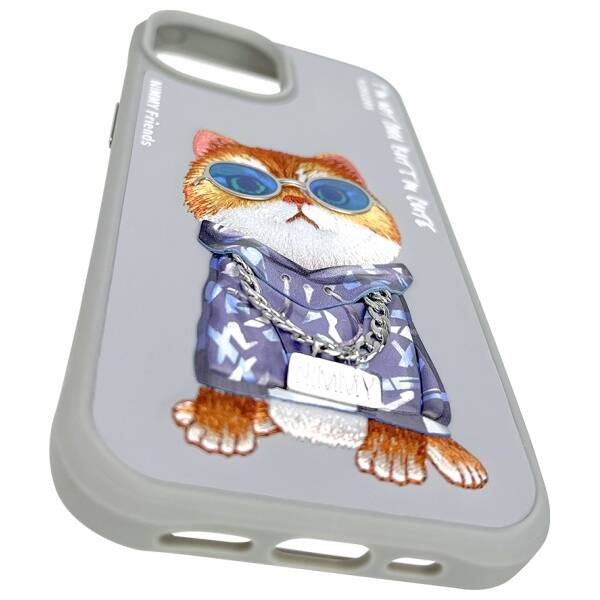 ETUI DO IPHONE 15 6.1" NIMMY GLASSES COOL CAT SZARE