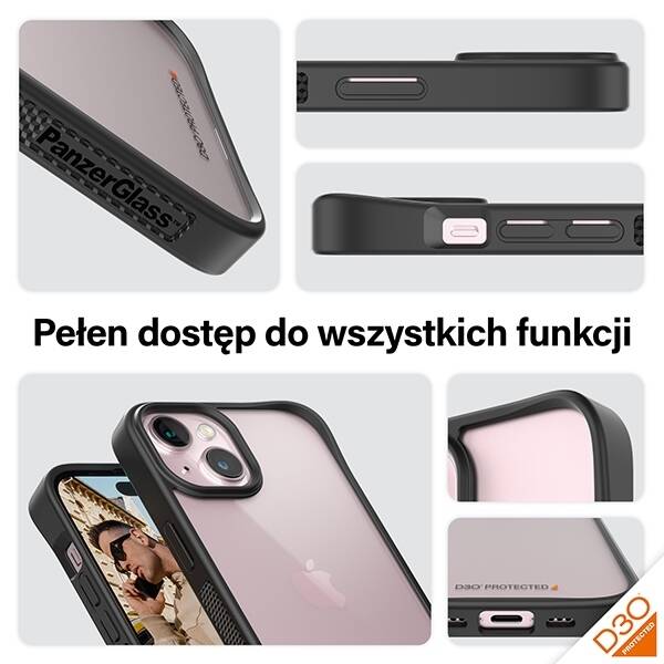 ETUI DO IPHONE 15 6.1" PANZERGLASS CLEARCASE D3O 2XMILITARY