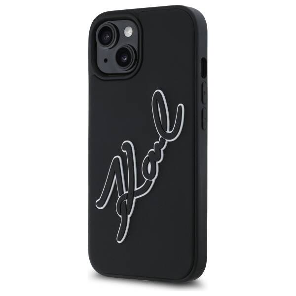 ETUI DO IPHONE 15 KARL LAGERFELD 3D RUBBER SIGNATURE CZARNE