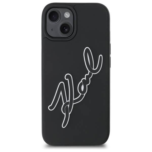 ETUI DO IPHONE 15 KARL LAGERFELD 3D RUBBER SIGNATURE CZARNE