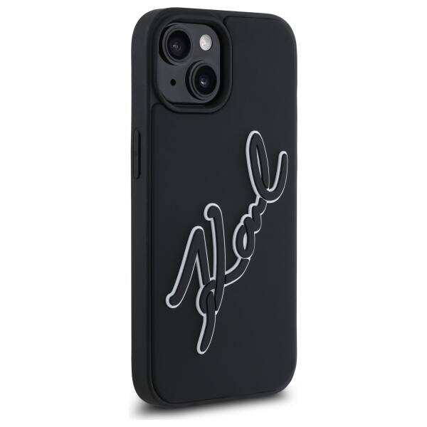 ETUI DO IPHONE 15 KARL LAGERFELD 3D RUBBER SIGNATURE CZARNE