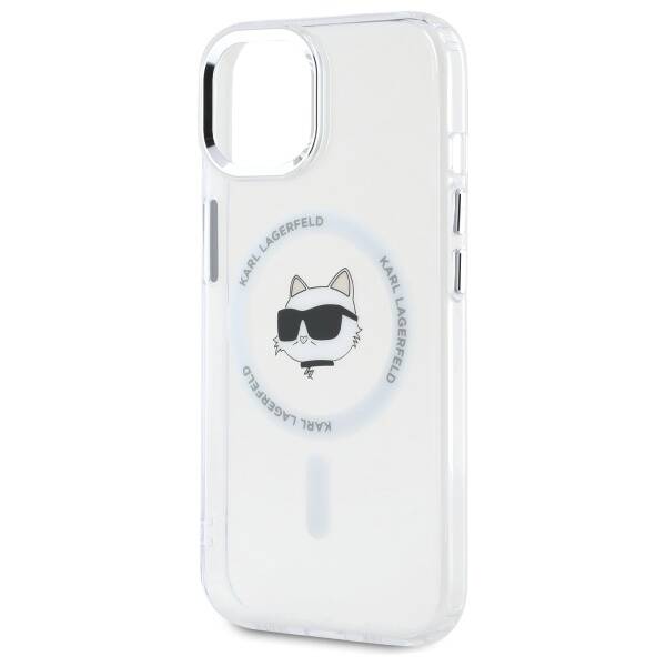 ETUI DO IPHONE 15 KARL LAGERFELD IML METAL CHOUPETTE HEAD MAGSAFE BIAŁE