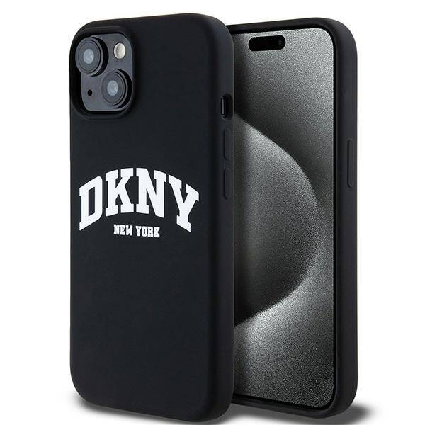 ETUI DO IPHONE 15 PLUS / 14 PLUS DKNY LIQUID SILICONE WHITE PRINTED LOGO