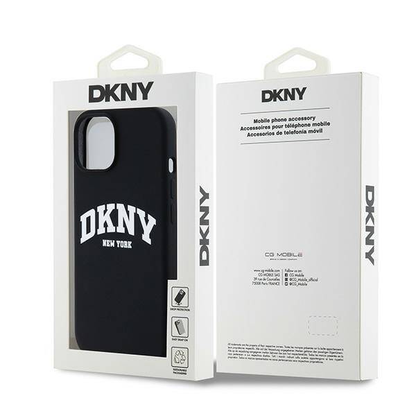 ETUI DO IPHONE 15 PLUS / 14 PLUS DKNY LIQUID SILICONE WHITE PRINTED LOGO