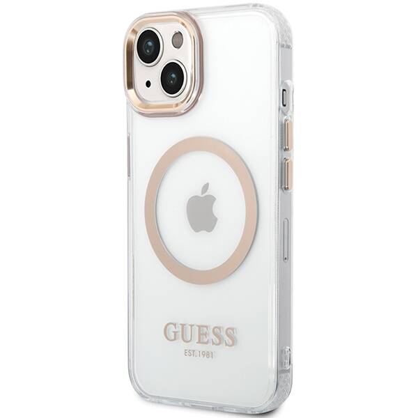 ETUI DO IPHONE 15 PLUS / 14 PLUS GUESS METAL OUTLINE MAGSAFE ZŁOTE