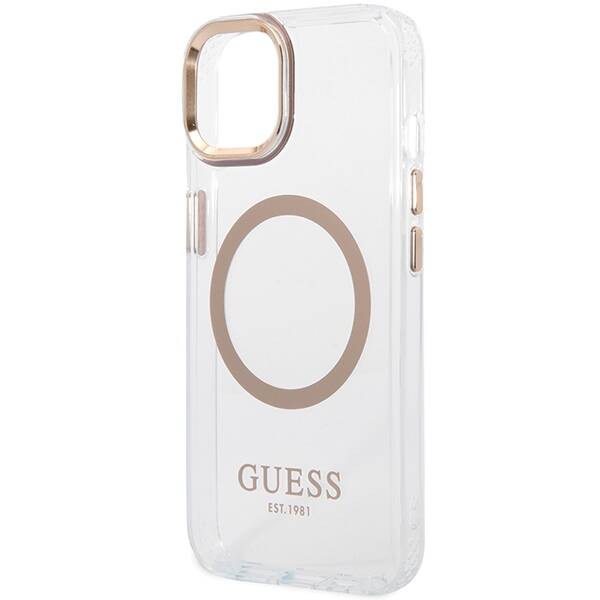 ETUI DO IPHONE 15 PLUS / 14 PLUS GUESS METAL OUTLINE MAGSAFE ZŁOTE