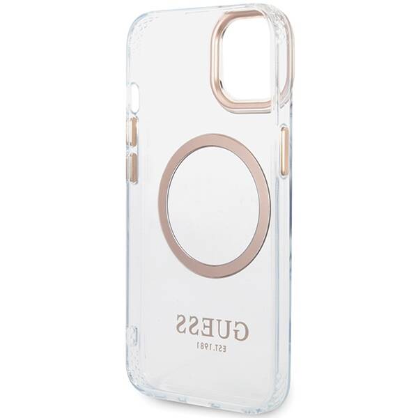 ETUI DO IPHONE 15 PLUS / 14 PLUS GUESS METAL OUTLINE MAGSAFE ZŁOTE