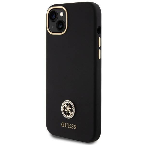 ETUI DO IPHONE 15 PLUS / 14 PLUS GUESS SILICONE LOGO STRASS 4G CZARNE