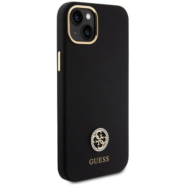 ETUI DO IPHONE 15 PLUS / 14 PLUS GUESS SILICONE LOGO STRASS 4G CZARNE