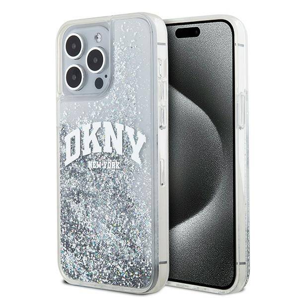 ETUI DO IPHONE 15 PRO 6.1" DKNY LIQUID GLITTER BIG LOGO BIAŁE