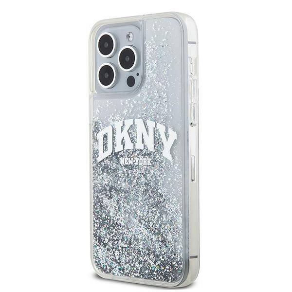 ETUI DO IPHONE 15 PRO 6.1" DKNY LIQUID GLITTER BIG LOGO BIAŁE