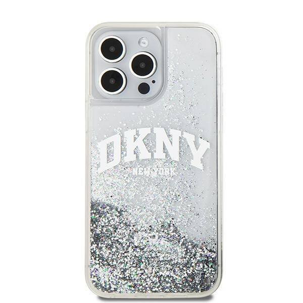 ETUI DO IPHONE 15 PRO 6.1" DKNY LIQUID GLITTER BIG LOGO BIAŁE