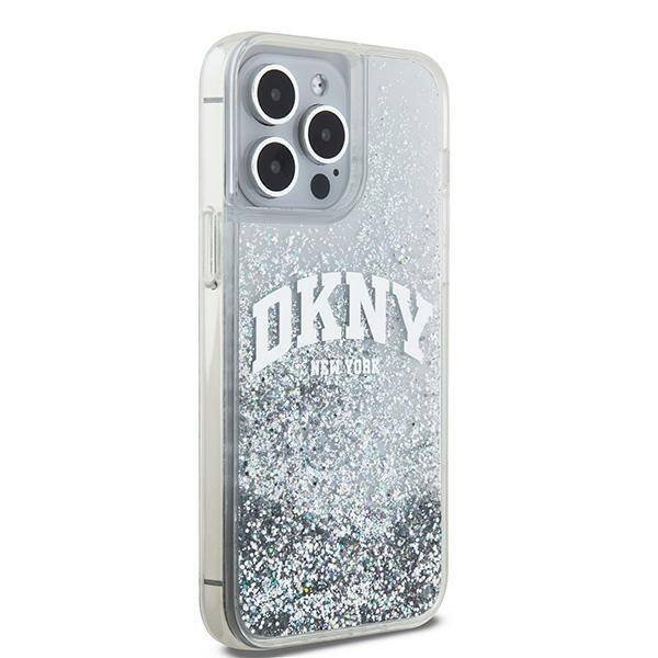 ETUI DO IPHONE 15 PRO 6.1" DKNY LIQUID GLITTER BIG LOGO BIAŁE