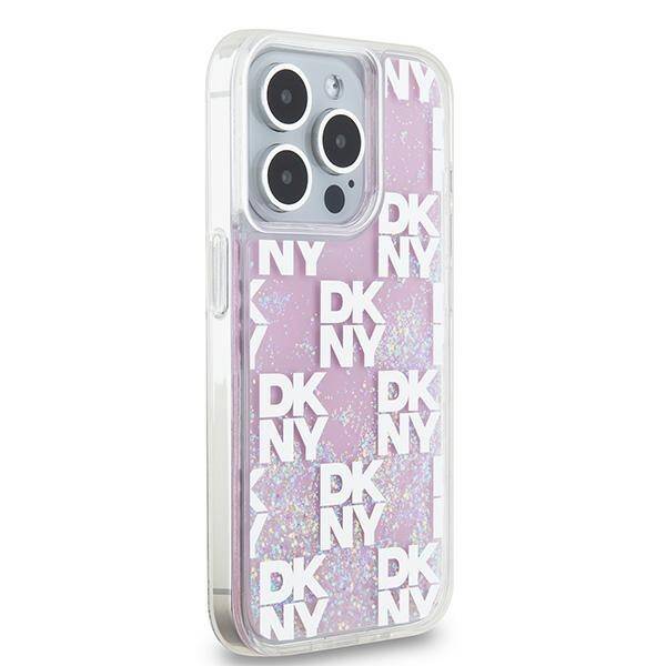 ETUI DO IPHONE 15 PRO 6.1" DKNY LIQUID GLITTER MULTILOGO RÓŻOWE