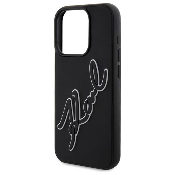 ETUI DO IPHONE 15 PRO 6.1" KARL LAGERFELD 3D RUBBER SIGNATURE CZARNE