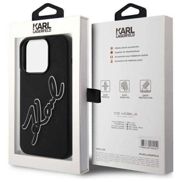 ETUI DO IPHONE 15 PRO 6.1" KARL LAGERFELD 3D RUBBER SIGNATURE CZARNE