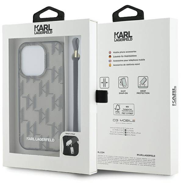 ETUI DO IPHONE 15 PRO 6.1" KARL LAGERFELD IML MONO KL PATTERN & CORD